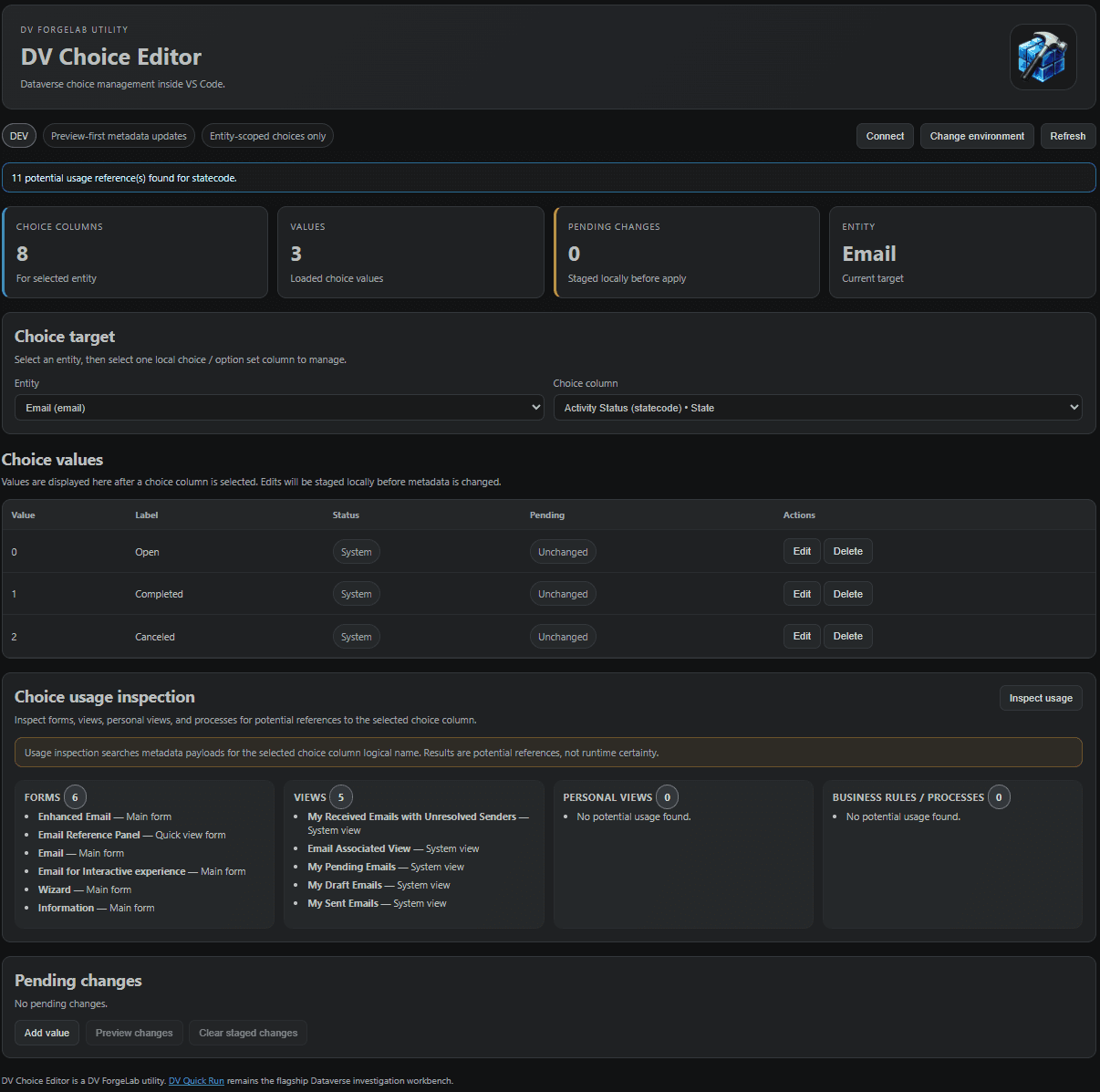 DV Choice Editor screenshot