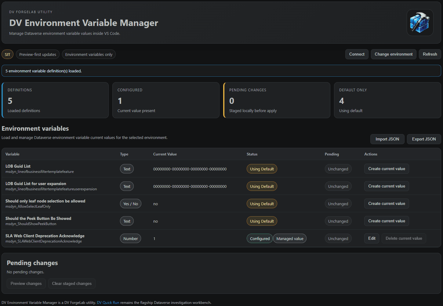 DV Environment Variable Manager screenshot